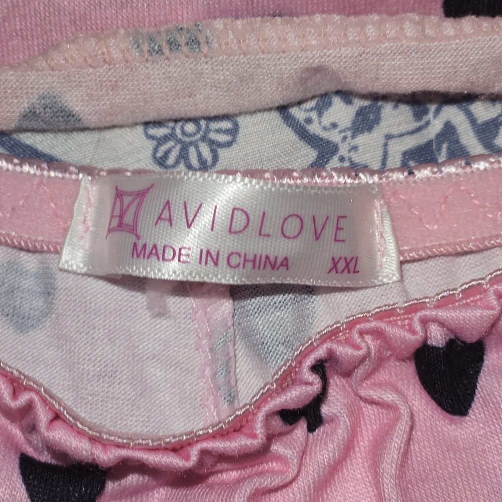 Pink Heart Print Women's Sleepwear Set Size Large - Picture 4 of 4